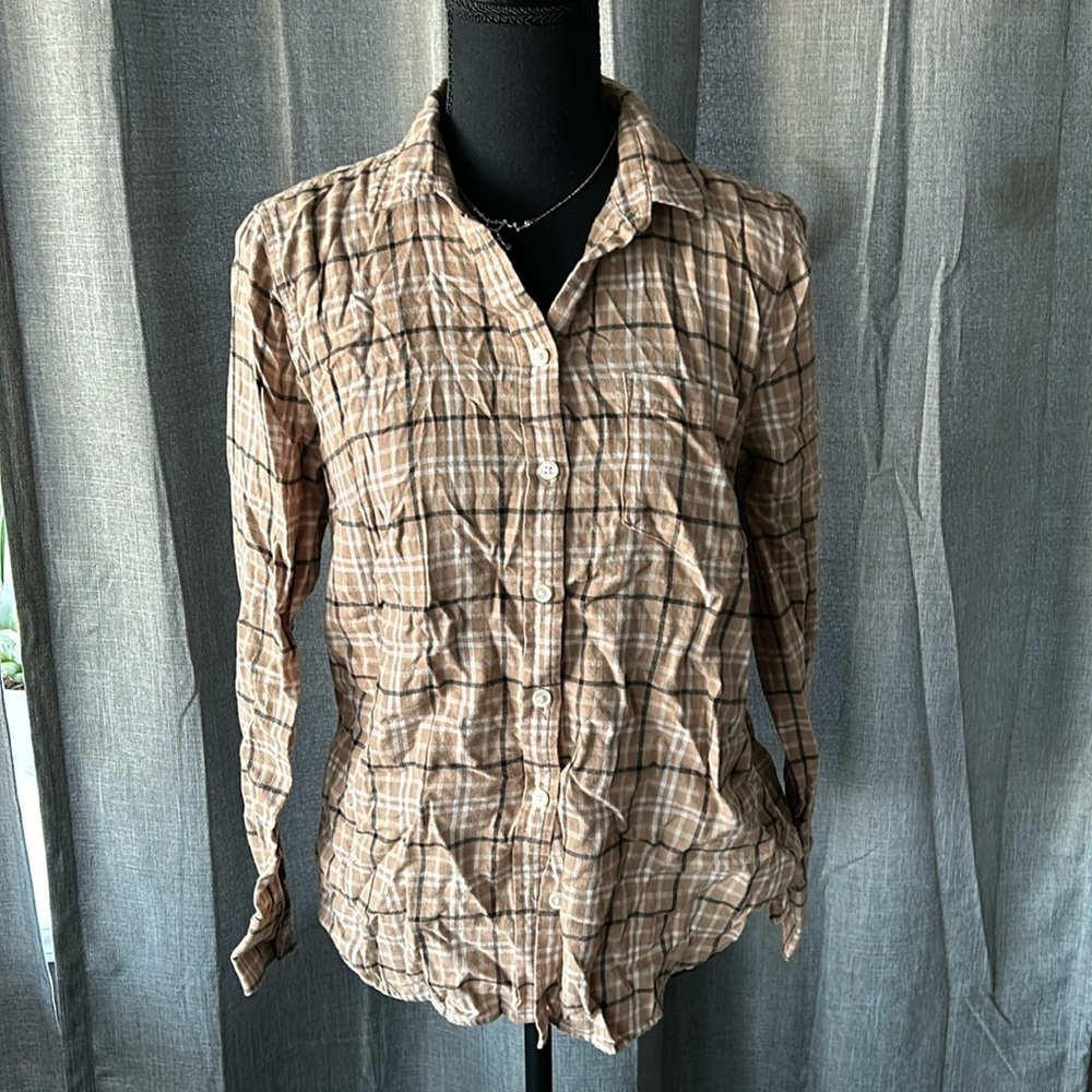 Tan Plaid J. Crew Button Up
